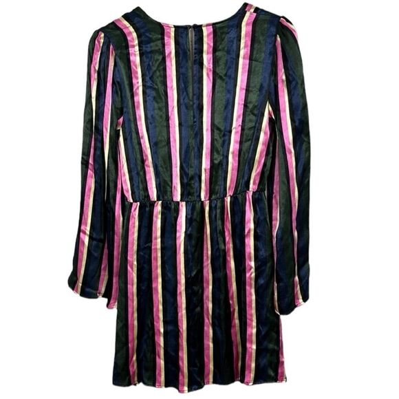 Top shop dress with tie front pink blue and cream stripes. Size 6. - Picture 3 of 7